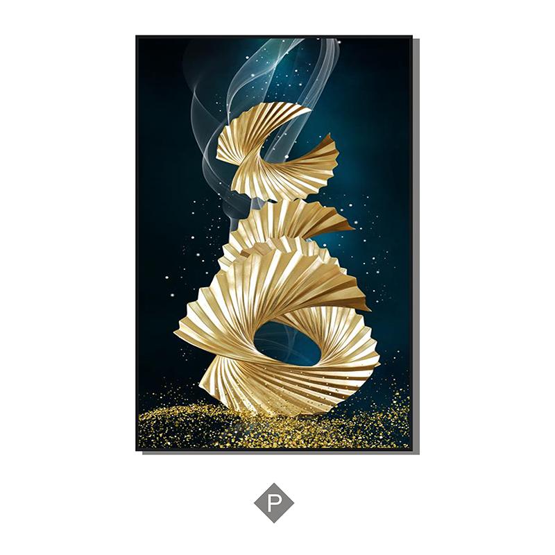 Abstract Black Golden Foil Leaves Luxury Poster Art Plant Canvas Painting Decorative Modern Wall Picture for Living Room Decor