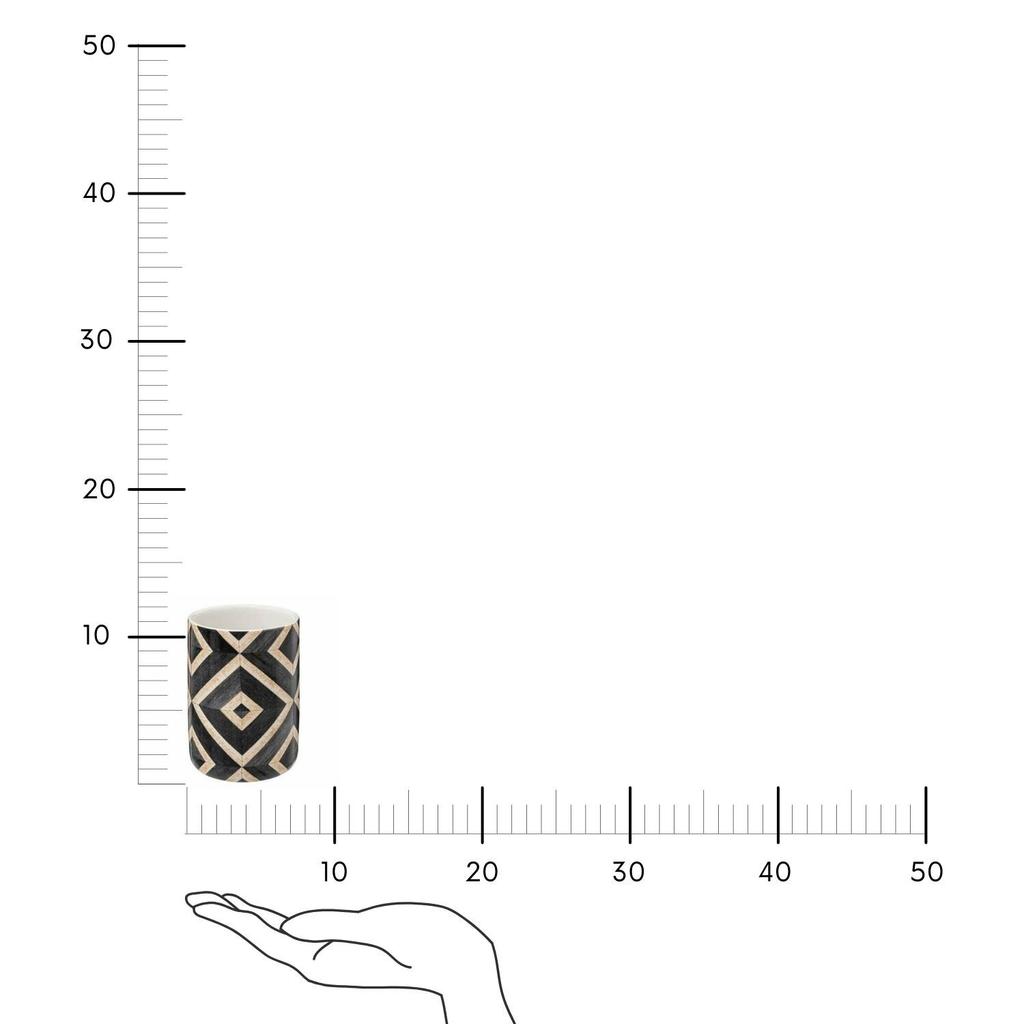 Canvas bathroom mug from dolomite with ethnic patterns