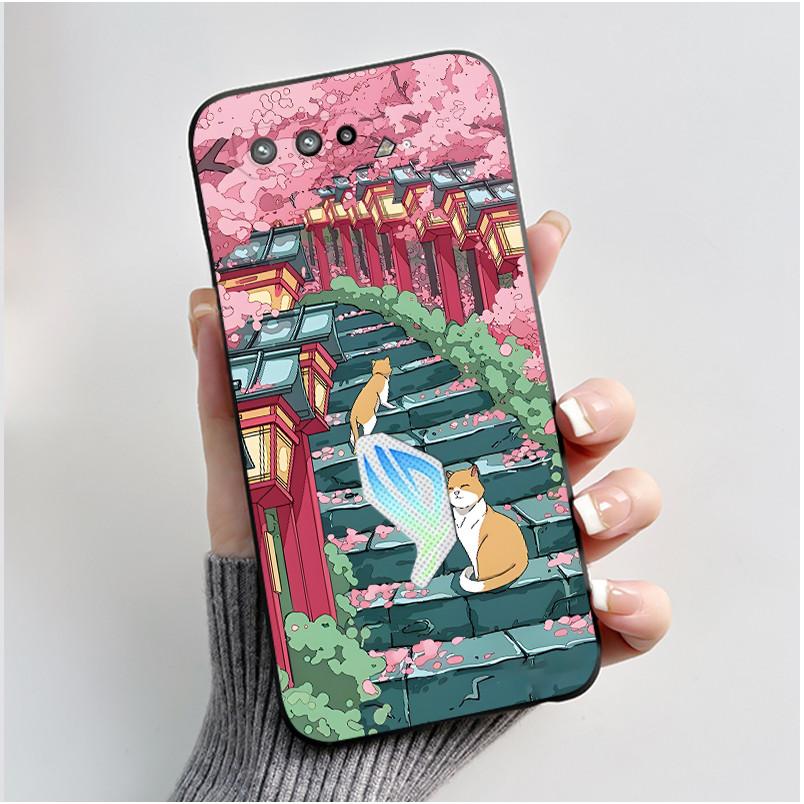 Чехол для Asus ROG Phone 5 5s ZS673KS I005DA I005DB ZS676KS Чехол Эстетичный Модный Милый Кот Мягкий Силикон Черный ТПУ Задняя Крышка