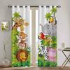 Bedroom Kitchen Curtain Cartoon Zoo Animals Collection Jungle Child Window Curtains Curtains for Living Room Decorative Items