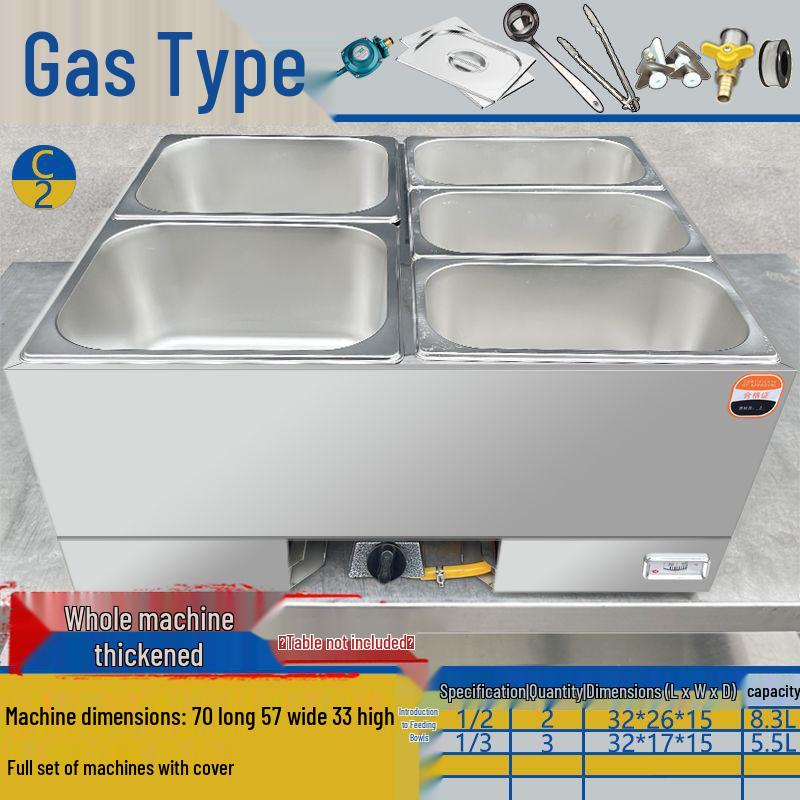 Commercial Gas-Powered Countertop Warming Table with Soup Pot for Fast Food Stalls