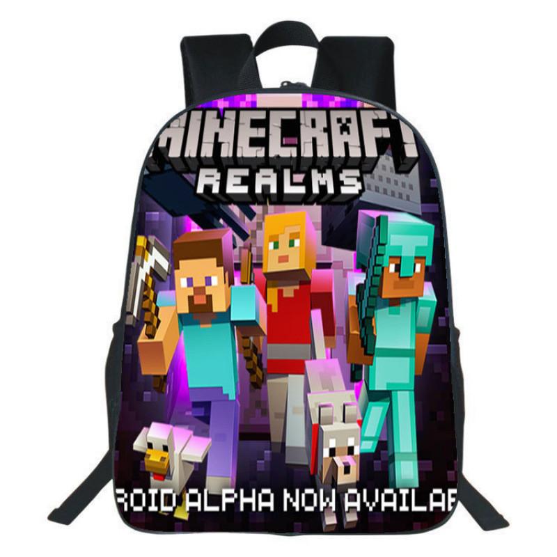 Рюкзак Minecraft для детей с принтом, нейлоновый школьный рюкзак с мягкими лямками для учеников начальной школы