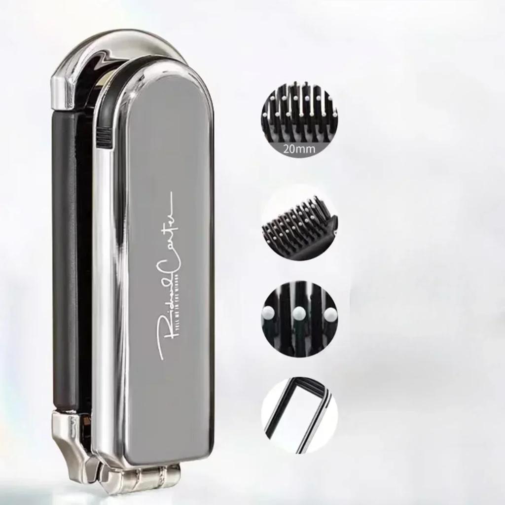 Складная расческа с серебристым бантом и зеркалом, украшенная стразами, косметичка для путешествий, маленькая щетка для волос, инструменты для макияжа