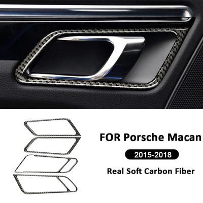 Для Porsche Macan 2015-2018 Углеродное волокно Родстер Внутренняя ручка двери Рамка отделки Накладка Декоративная наклейка на салон Аксессуар