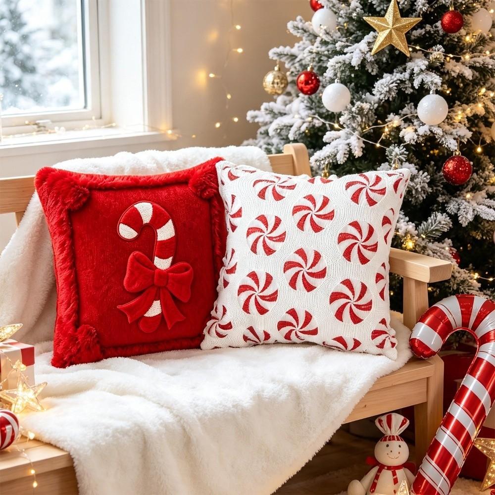 Breathable Bowknot Pillow Cover 45x45cm Plush Pillow Case Christmas Pillowcases Christmas Decor