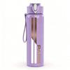1PC Paris Vertical Line Logo 750ml Color Plastic Sports Water Bottle Leakproof Flip Straw Lid Suitable for Sports Office Home Use