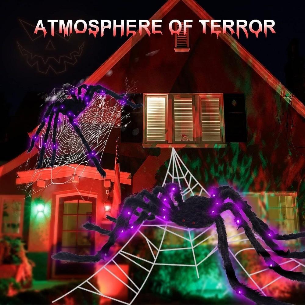 LED Lights Halloween Light Up Spider Decoration Purple Giant Spider Prop Halloween Decorating