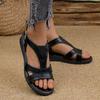 Genuine Leather Sandals Women's Shoes 2024 Summer Open Toe Mid Heel Retro Roman Sandals Women's Shoes High Heels