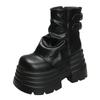 Fashion 10CM Women Chunky Motorcycle Boots Autumn Hidden Heels Leather Sneakers Winter Waterproof Snow Boots High Platform Ankle Boots
