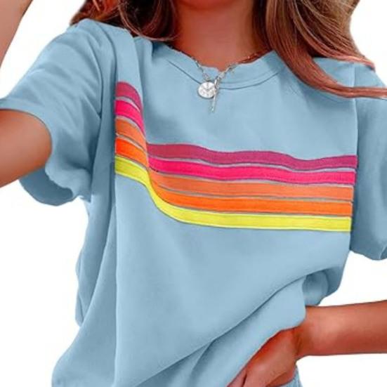 2 шт./комплект женский комплект футболка с коротким рукавом и круглым вырезом эластичный пояс широкие шорты комплект