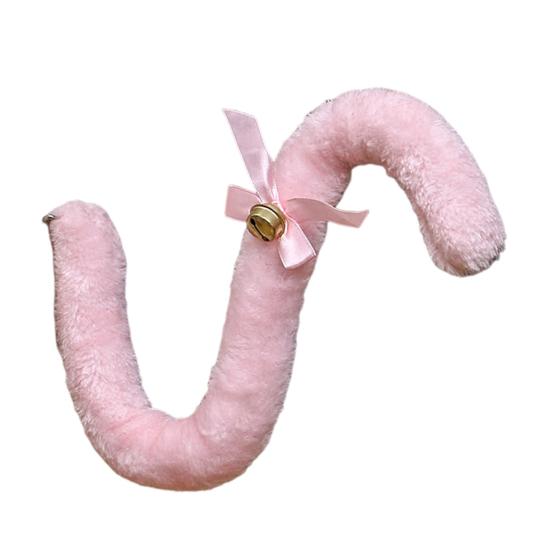 Плюшевая длинная лента с кошачьим хвостом и бантом-колокольчиком для женщин и девочек, вечерние аксессуары для косплея, мягкий скелет, гибкая форма, имитация хвоста для платья, юбки, леггинсы