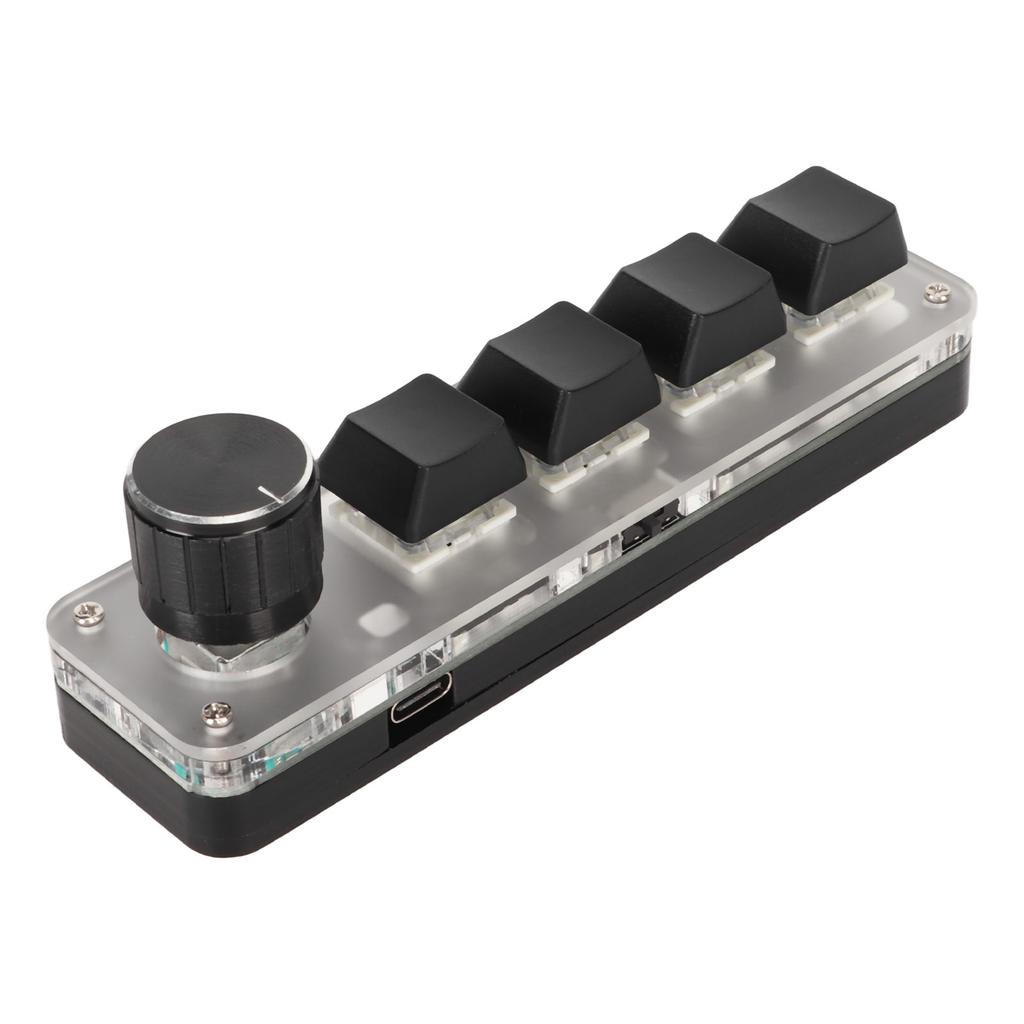 USB Mini 4-клавишная клавиатура с ручкой, синим переключателем, подсветкой RGB, двухрежимным подключением, программируемая своими руками