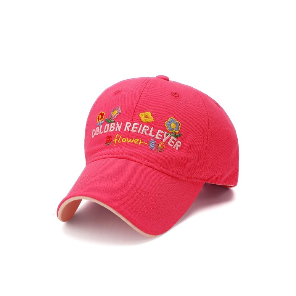 Cotton Floral Baseball Cap Letter Embroidered Streetwear Hats Casual Peaked Cap  For Women Girls