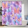 Butterfly Printed Shower Curtains Purple Floral Design For Bathroom Decor 3D Printing Fabric Waterproof Shower Curtain Home Deco
