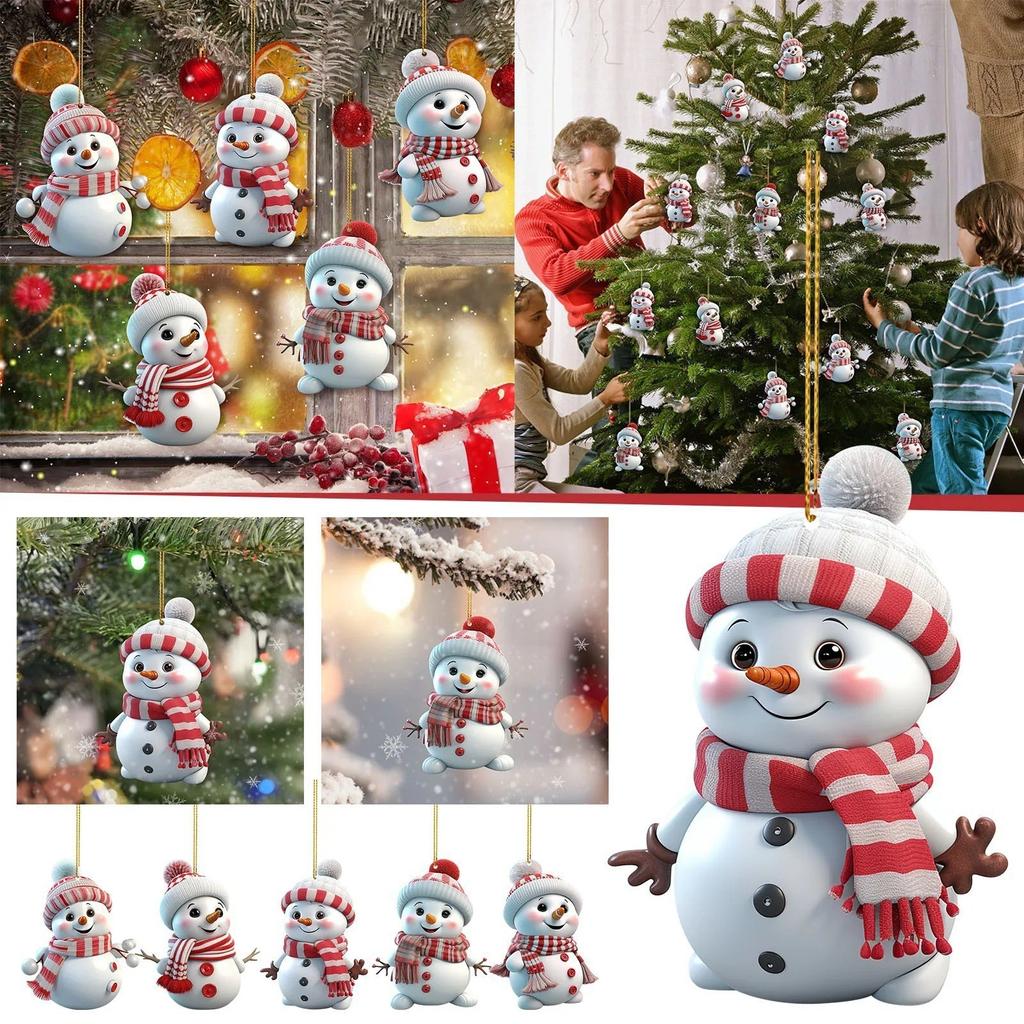 Cute Cartoon Christmas Snowman Car Hanging Home Christmas Tree Ornaments Pendant