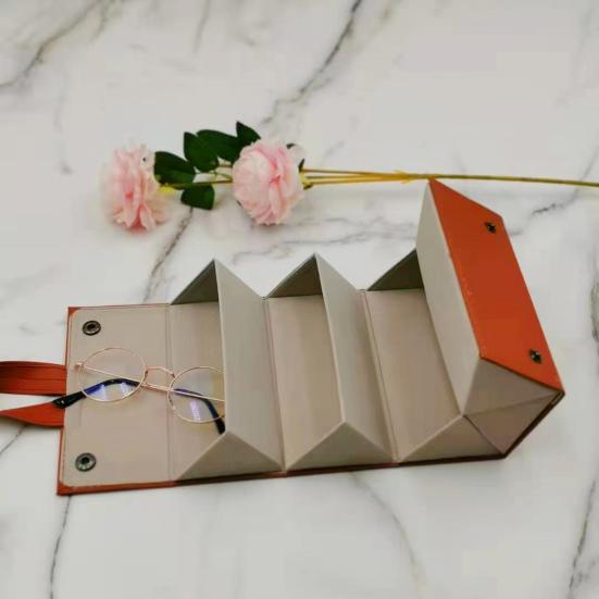 Дорожный футляр для очков Yousheng, складной, с застежкой-кнопкой, петлей для подвешивания, внутренним зеркалом, органайзером для солнцезащитных очков, защитной сумкой из веганской кожи