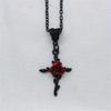 Подвеска в виде креста с черной розой, готическая простая узкая цепочка на шею, праздничное ожерелье для вечеринки, женские украшения