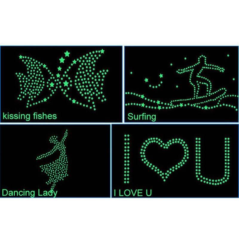 100 шт., светящиеся в темноте наклейки со звездами на стене дома, наклейка для детской комнаты