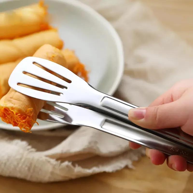 Stainless Steel Food Tongs Kitchen Utensils Buffet Cooking Tool Anti Heat Bread Clip Pastry Clamp Fit For Desserts Salads Barbecue
