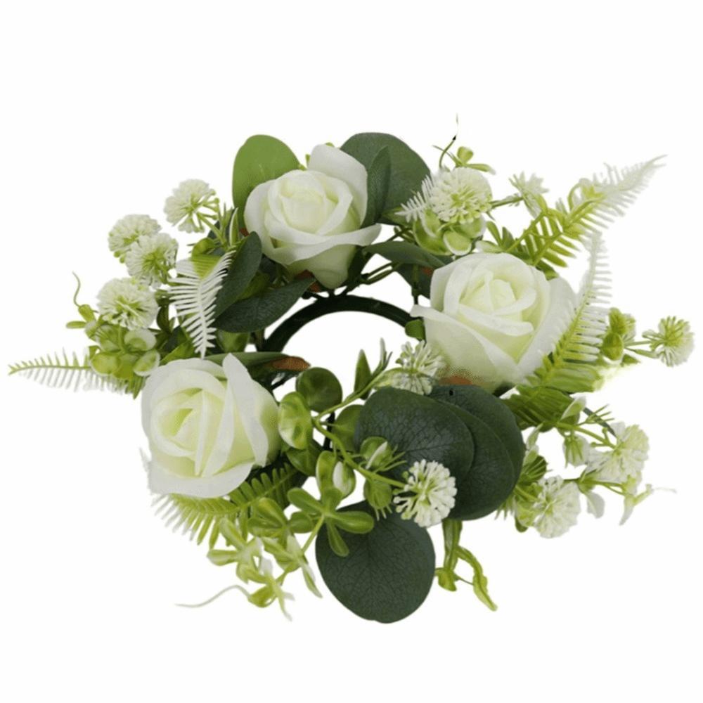 Multicolor Artificial Eucalyptus Wreath Faux Greenery Desktop Candle Ornament Porch Wall