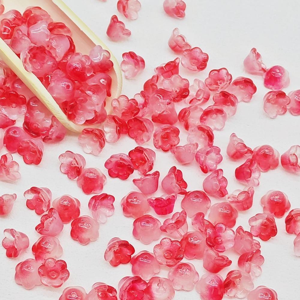 50pcs/set Glass Beads Bellflower Glass Beads Trumpet Flower Shape Glass Beads Jewelry Making