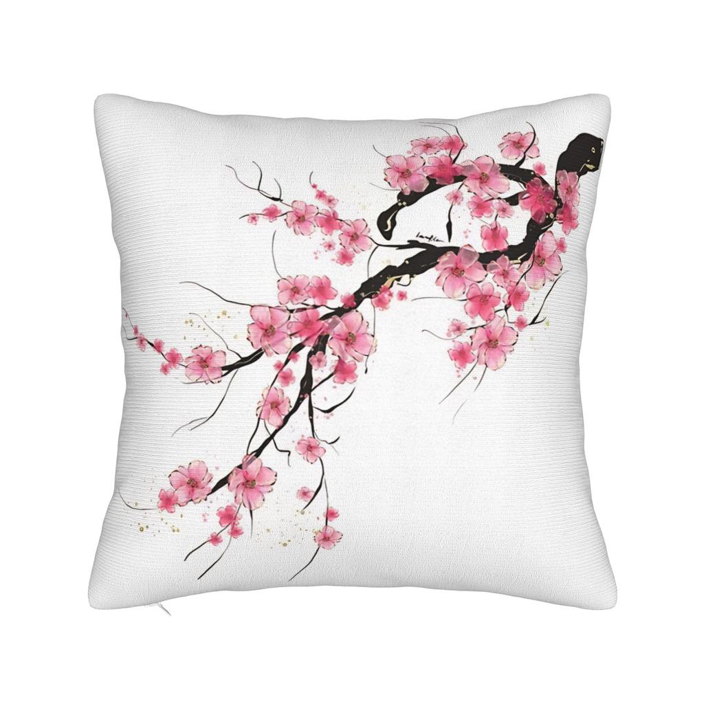 Pillow Cover Pink Cherry Blossom Watercolor Morden Pillow Case For Office Car Home Decor Pillowcases