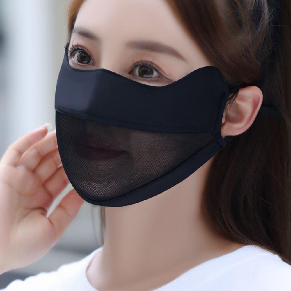UV Protection Ice Silk Face Scarf Solid Color Anti-uv Face Cover Breathable Sunscreen Veil Outdoor