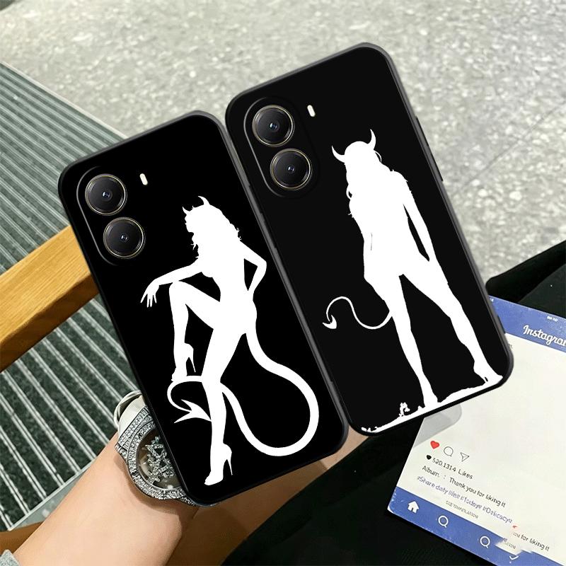 Крутой мягкий чехол для телефона с силуэтом девушки-дьявола для Xiaomi Poco X5 X6 X7 X8 Pro Max X3 F7 F8 Ultra M8 M7 M6 M5 Redmi 15 15C 14C 13C 1