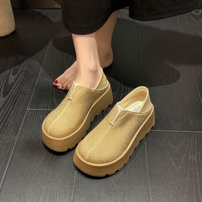 Модные туфли на платформе со стразами 2025 Лето Однофутовые слипоны Новая платформа Повседневные Универсальные Одинарные туфли для женщин