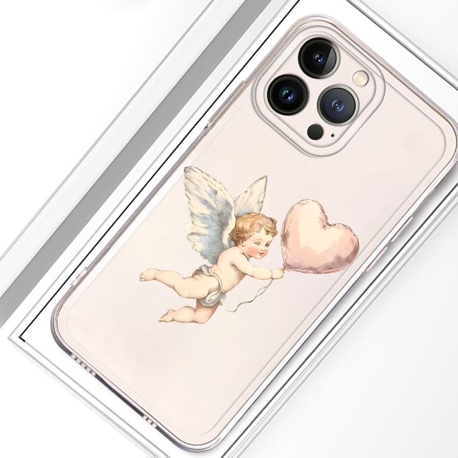 Мягкий чехол-бампер 'Ангел Малыш' для iPhone 17 Pro Max 13 Pro 15 16 XR 11 12 Mini XS Max Air 7 8 14 Plus