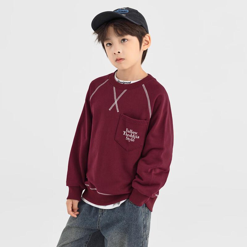 Duoduojia Kids' Color-block Round Neck Pullover Sweatshirt