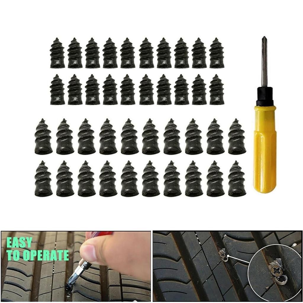 20/40Pcs Tyre Repair Kit Rubber Nails with Screwdriver, Self-Service Car Puncture Repair Kit for Motorcycles Car