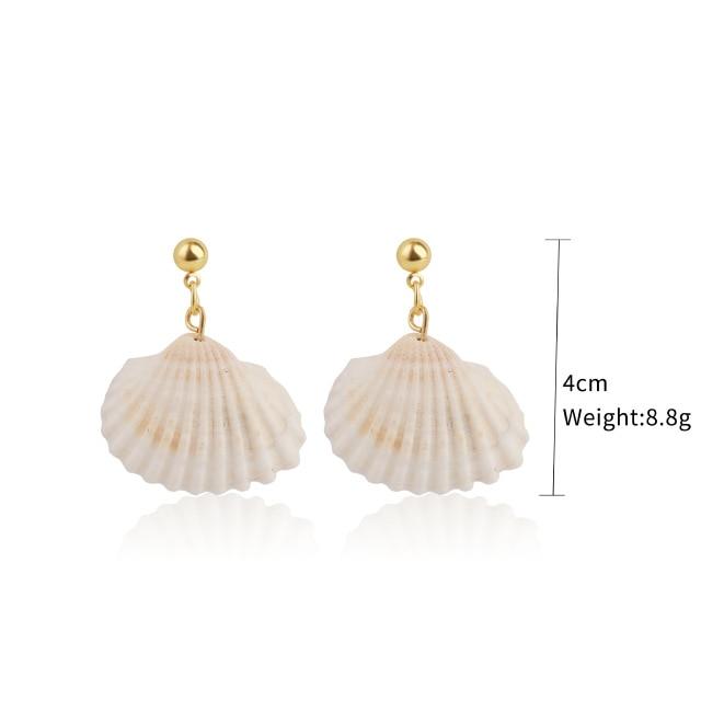 Bohemian White Shell Stud Earrings for Women Girls Cute Brincos Gold Dangle Earrings Fashion Jewelry Gifts for Girlfriend