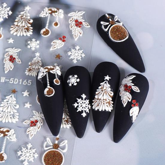 1 Sheet Christmas Nail Art Sticker Waterproof 3D Embossment Santa Claus Snowman Elk