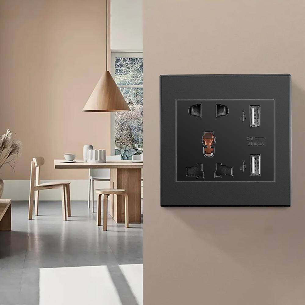 86 Тип Настенный двойной USB-порт для зарядки 5-луночная универсальная розетка Умный дом Адаптер зарядного устройства 2100 мА Электрическая розетка