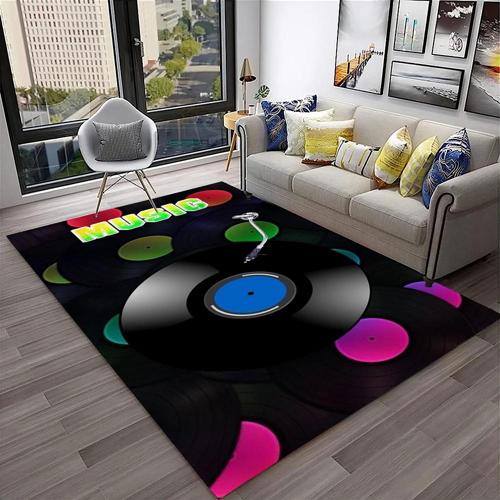 3D Ретро Виниловая Пластинка Музыка Искусство Ковер Коврик для Дома Гостиная Спальня Диван Придверный Коврик Декор, Ковер для Детской Игровой Зоны Нескользящий Напольный Коврик