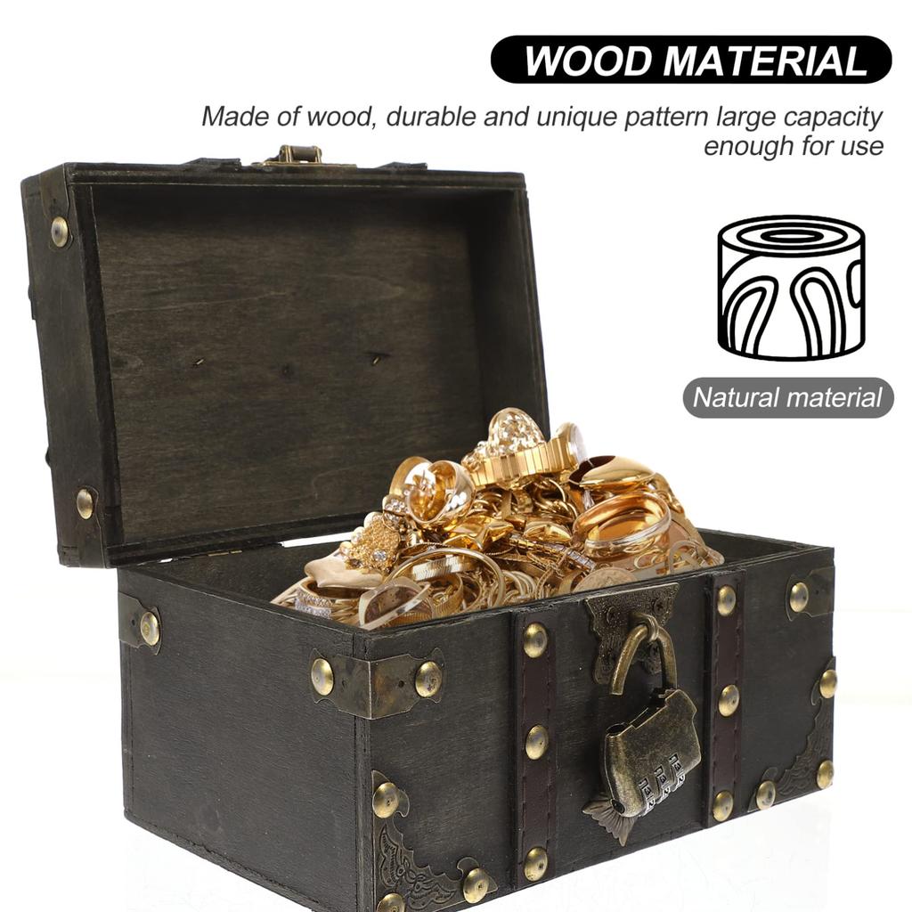 FRCOLOR Антикварная шкатулка для мелочей Шкатулка для драгоценностей Футляр для драгоценностей Сундук с сокровищами Шкатулка для мелочей Коробка для аксессуаров Внутреннее хранилище для драгоценностей Шкатулка для драгоценностей Футляр для колец Ретро