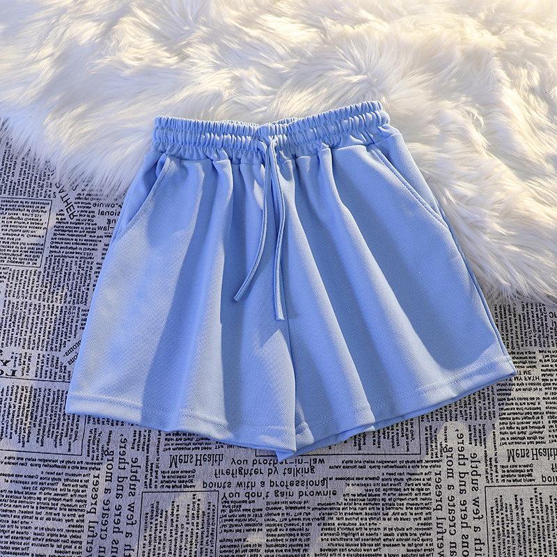 2025 Women's High-Waisted Loose American Style Casual Sports Shorts - Solid Color Summer Hot Pants