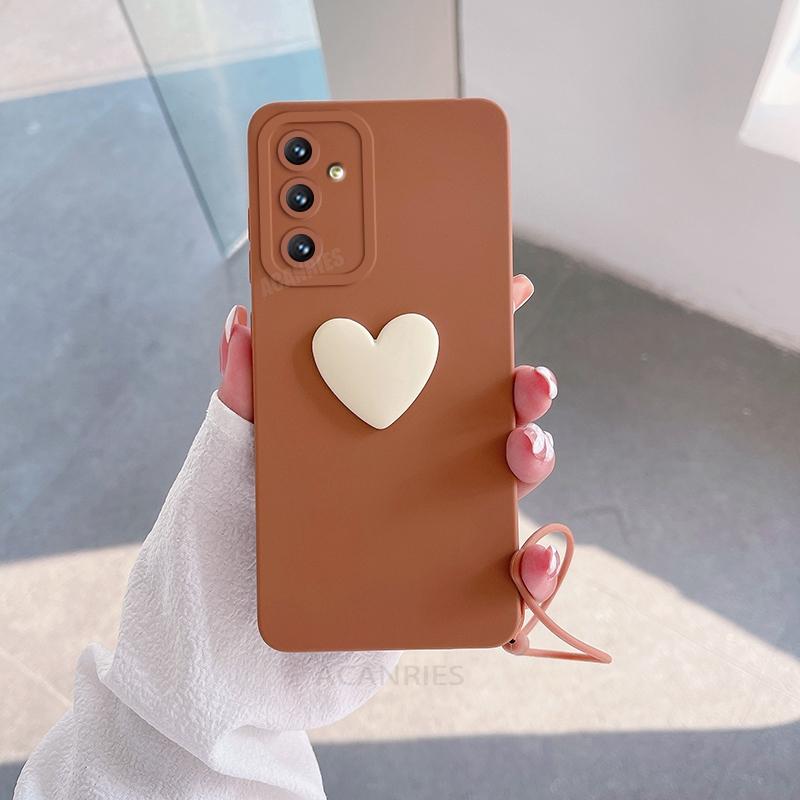 A 15 25 35 55 Love Heart Lanyard Silicone Case For Samsung Galaxy A15 A25 A35 A55 A14 A24 A34 A54 5G A04s Camera Cover A53 A52