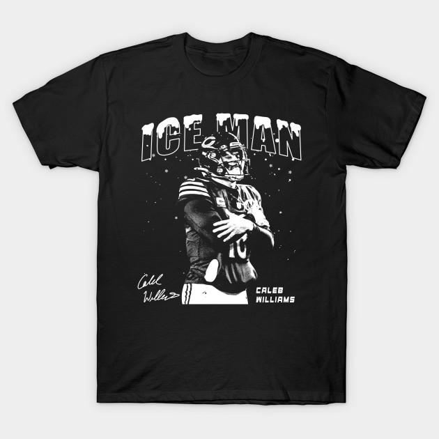 Asian Size Men Black Print T-shirt Retro Caleb Williams Iceman No-Cut Heat Transfer Print Cotton Tshirt
