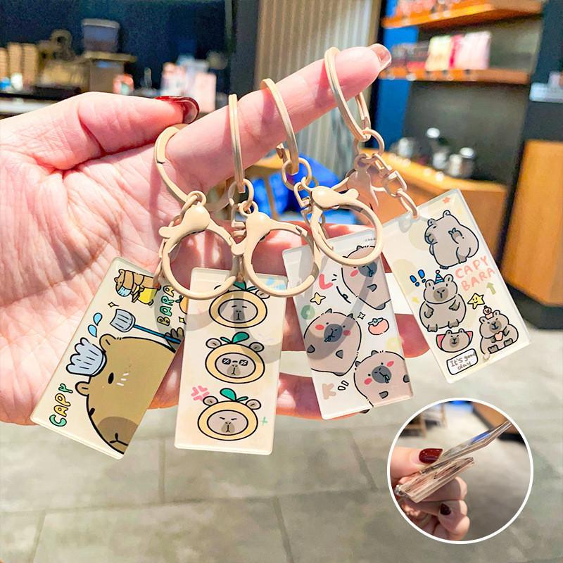 Cute Cartoon Acrylic Keychain Adorable Capybara Design For Backpacks And Bags