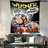 Custom Name Werner Comic Wall Tapestry Aesthetic Wall Hanging Printed Fabric Blanket Decorative Tapestries for Bedroom Living Room Home Decor