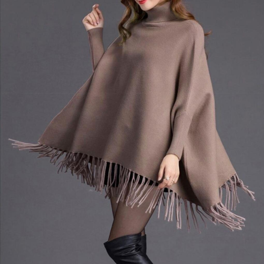 Зимний кашемировый свитер-водолазка Плечевая шаль Женская одежда