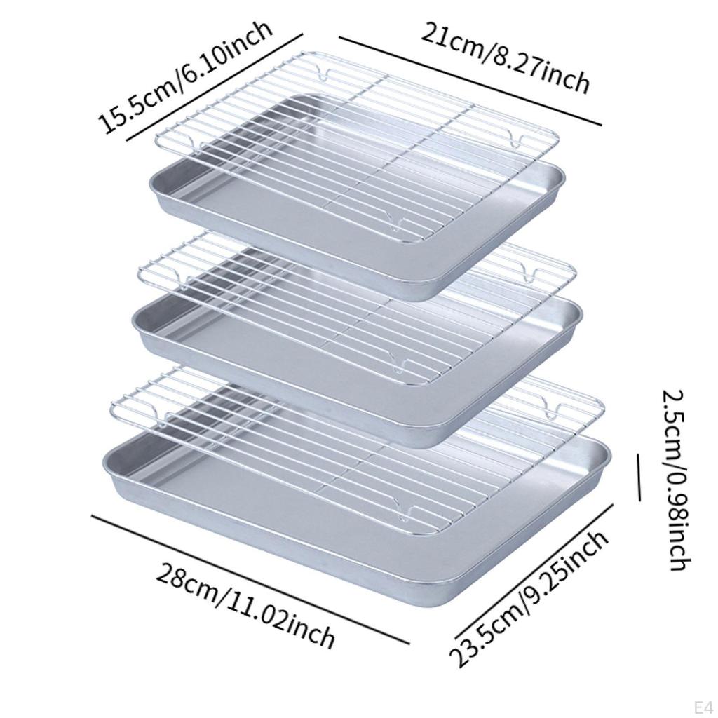 Противень для выпечки из нержавеющей стали, многоразовые пищевые лотки с плоской поверхностью, прямоугольный противень для духовки