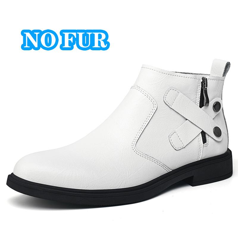 Высококачественные уличные мужские ботинки из натуральной кожи, удобные ботинки челси с боковой молнией, мужская зимняя обувь на платформе для снега