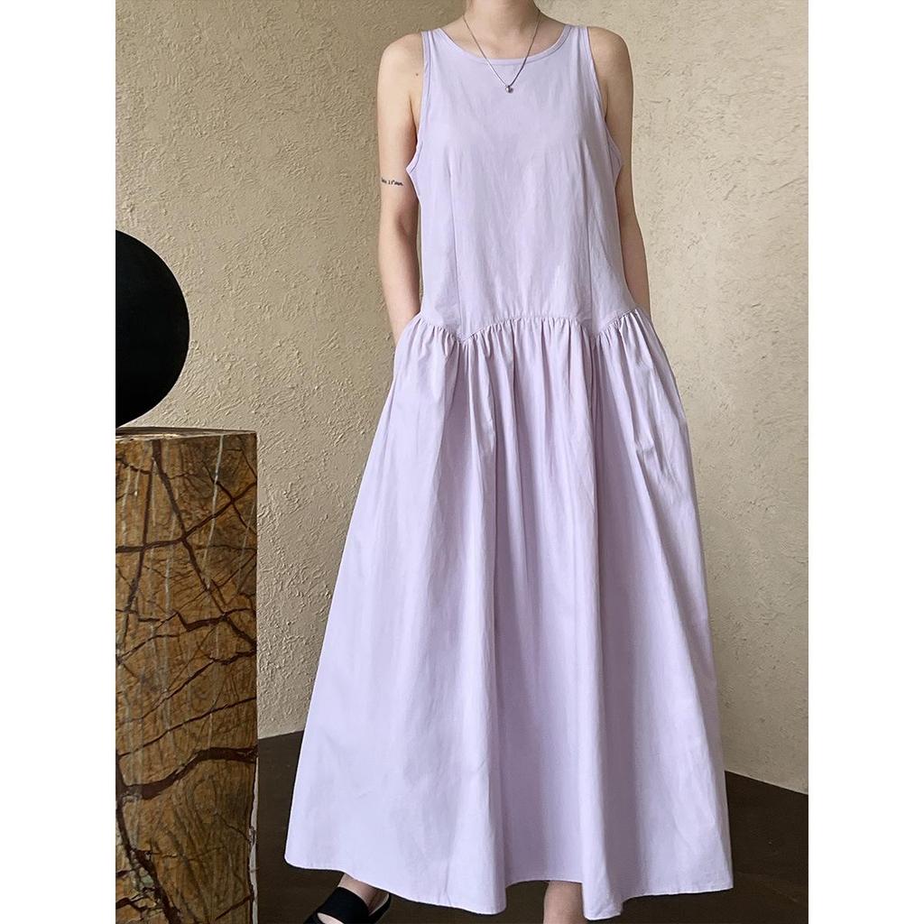 Luxi Elegant High-Waist Pleated A-Line Summer Dress, Sleeveless 5080