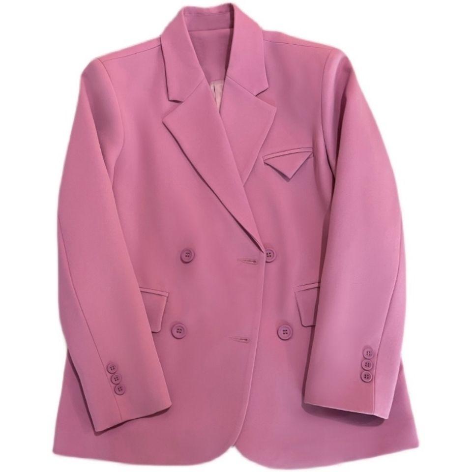 Осенняя мода для женщин, розовый дизайн, пиджак и куртки, двубортное пальто, официальная рабочая одежда