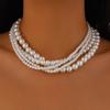 Boho Black Bow Pendant Necklace 2024 Women's Multi Layer Sweet Imitation Pearl Beads Girl Fashion Wedding Jewelry