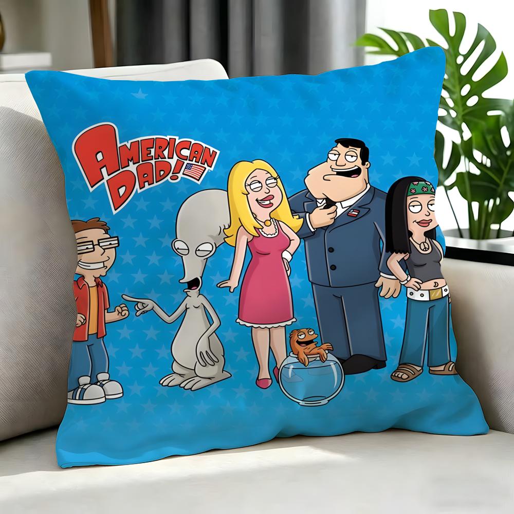 Cartoon American Dad! Cushion Cover Cushion Cover Set 4Pcs 50X50 45X45 40X40 Pillowcase Decorative Sofa Home Decor