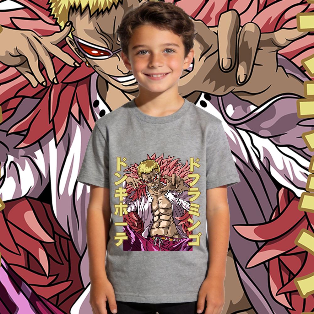 One Piece Doflamingo Anime Print Cotton T Shirt Kids Boys Girls Casual Short Sleeve Summer Top